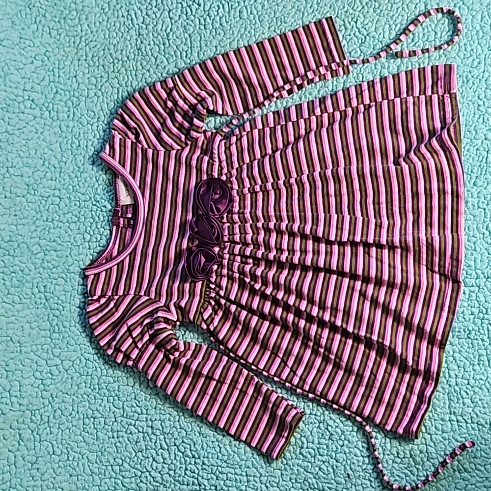 3T purple striped long sleeve dress